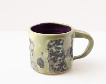 Handmade 7 oz Ceramic Mug, Leopard-Inspired Spotted Pottery Cup