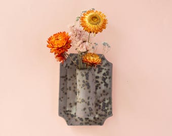 Forest Floor Inspired Organic Speckled Glaze Ceramic Wall Hanging Vase, Propagation Station