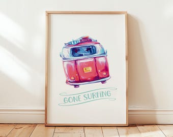 Vintage Surf Van Print, Beach Nursery Decor (Digital Download)