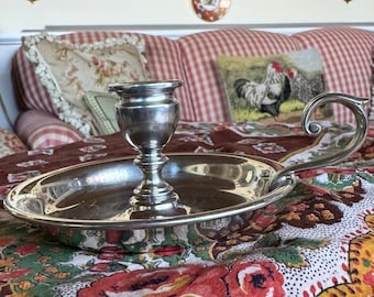 Provence French Shirley Handmade Pewter Chamber Candle  Holder