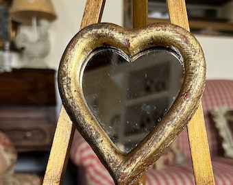 Miroir coeur doré en bois florentin italien