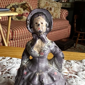 Victorian Country Lady Cast Iron Metal Door Stop or Bookend