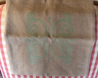 French Country Motif Design Burlap Pillow cover