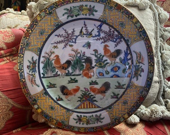 Asian Chinese Imari Porcelain Rooster Handpainted Decorative Plate