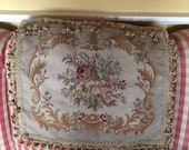 French Provence Aubusson Petit point Needlepoint tassel Fringe floral Pillow Cover