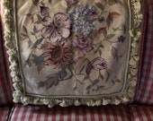 French Provence Aubusson Petit point Needlepoint tassel Fringe floral Pillow Cover