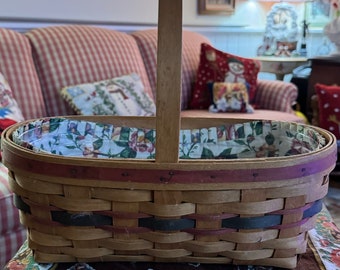 Longaberger 1994 Mother's Day Basket Handwoven Floral Liner