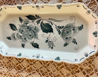 European Green Delft Holland Vanity Tray Platter