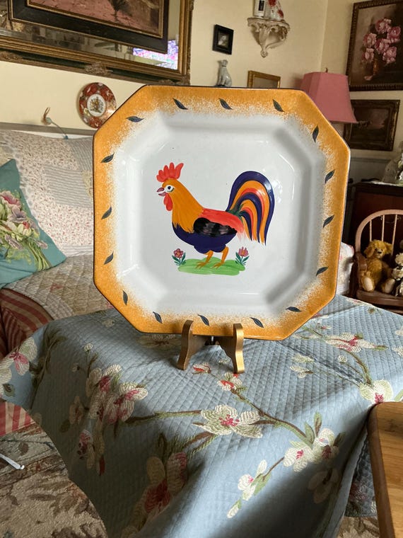 European Herend Village Pottery Hungary Handpainted Rooster Square