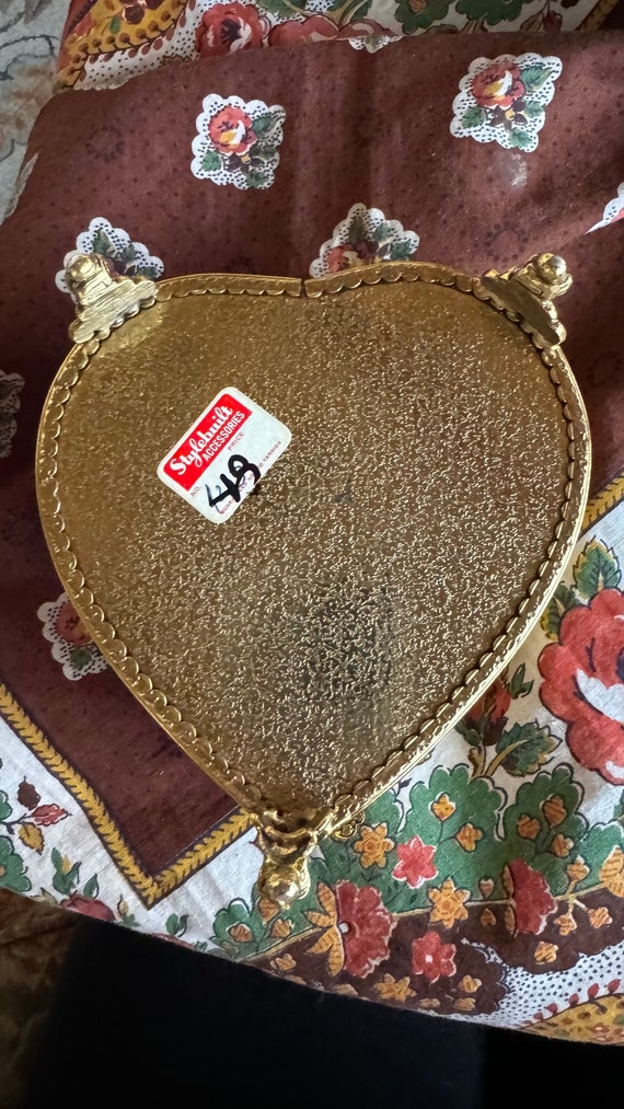 French Ornate Filigree Gold Heart Shape Jewelry B… - image 5