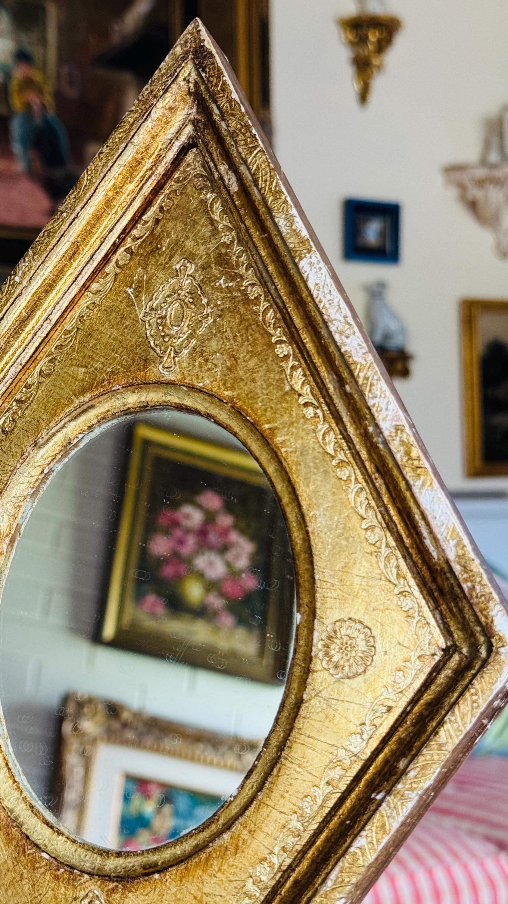 Italian Florentine Wood Gold Diamond Shape Mirror - Etsy