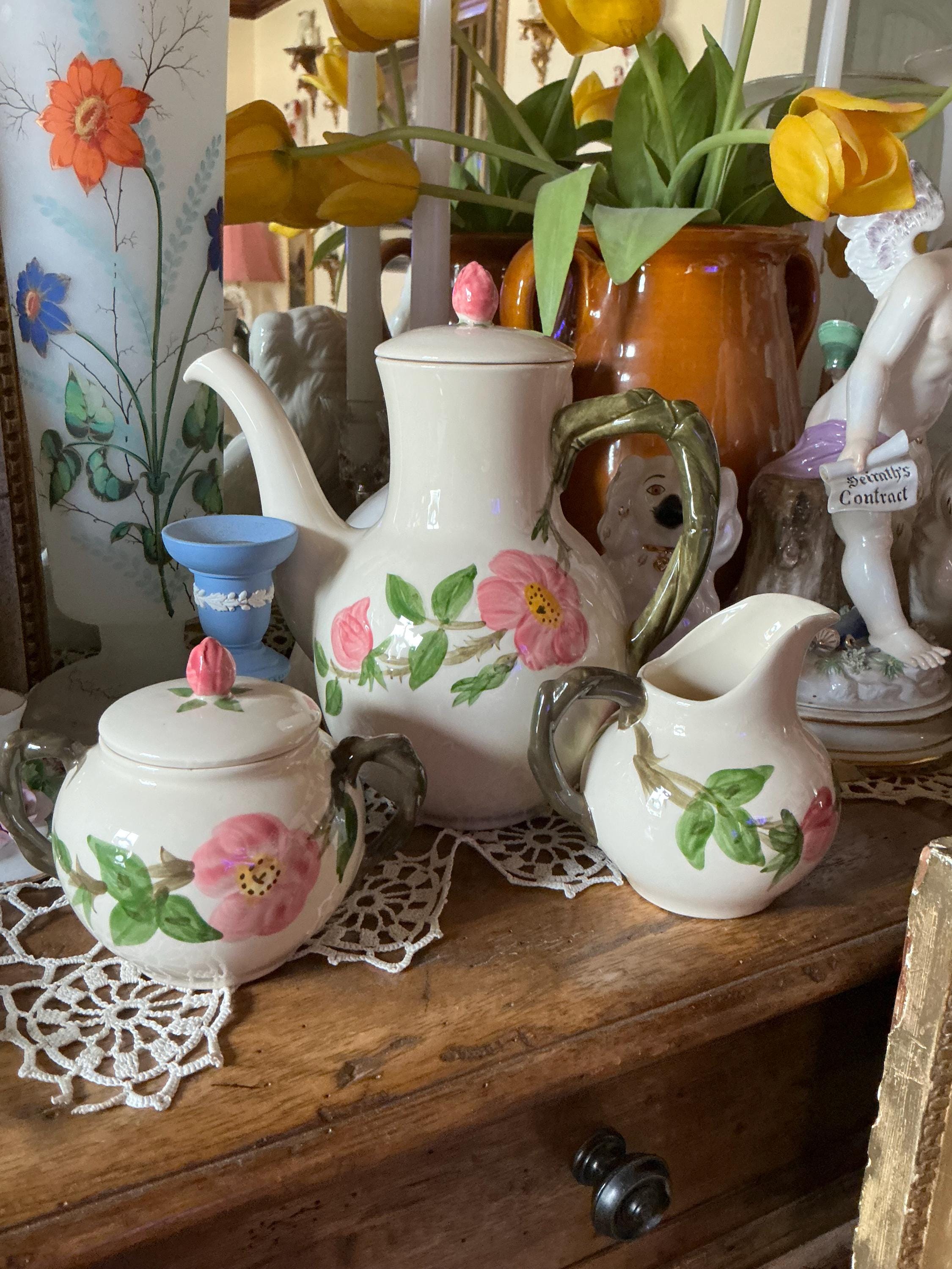 Classic Franciscan Desert Rose Teapot Coffee Pot With Sugar and