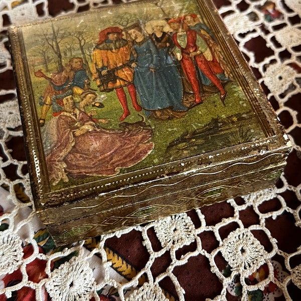 Italian Florentine Renaissance Scene Trinket Box