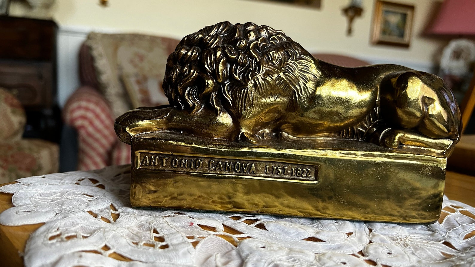 The Vigilant Lion Brass Sculpture Bookend Mid Century Antonio Canova - Etsy