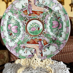 Rose Medallion Asian Decorative Pink Plate