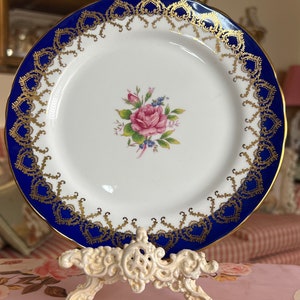 English Country Aynsley Cobalt Blue  Rose Plate