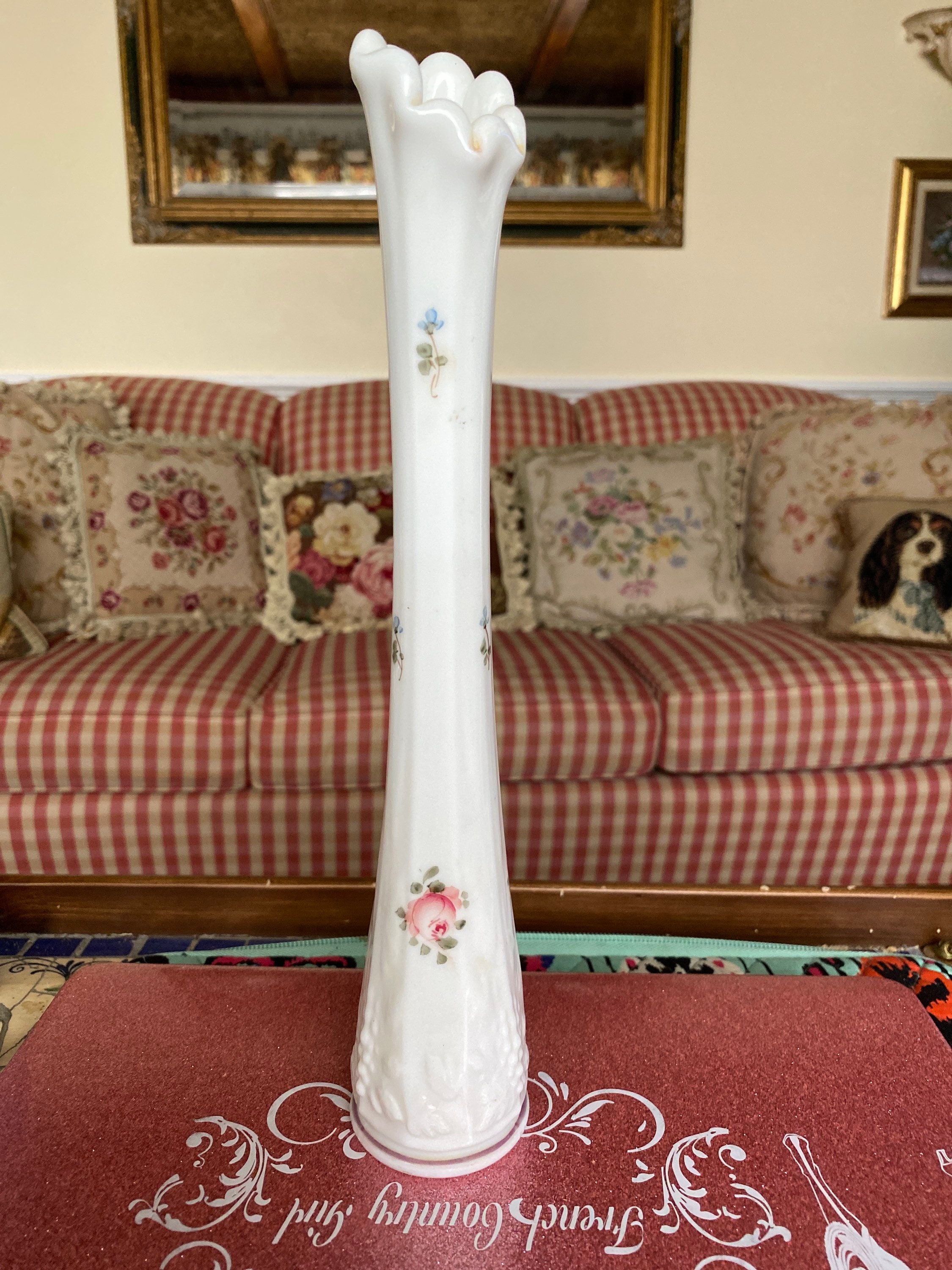 1970年代　ウェストモアランド ミルクガラス花瓶 ヴィンテージ ウェストモアランド ミルクガラス スイング バッド