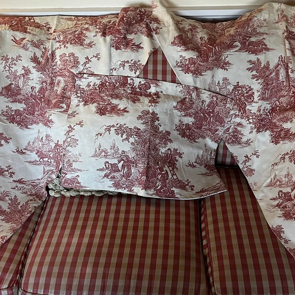 Pink Toile Curtains Etsy