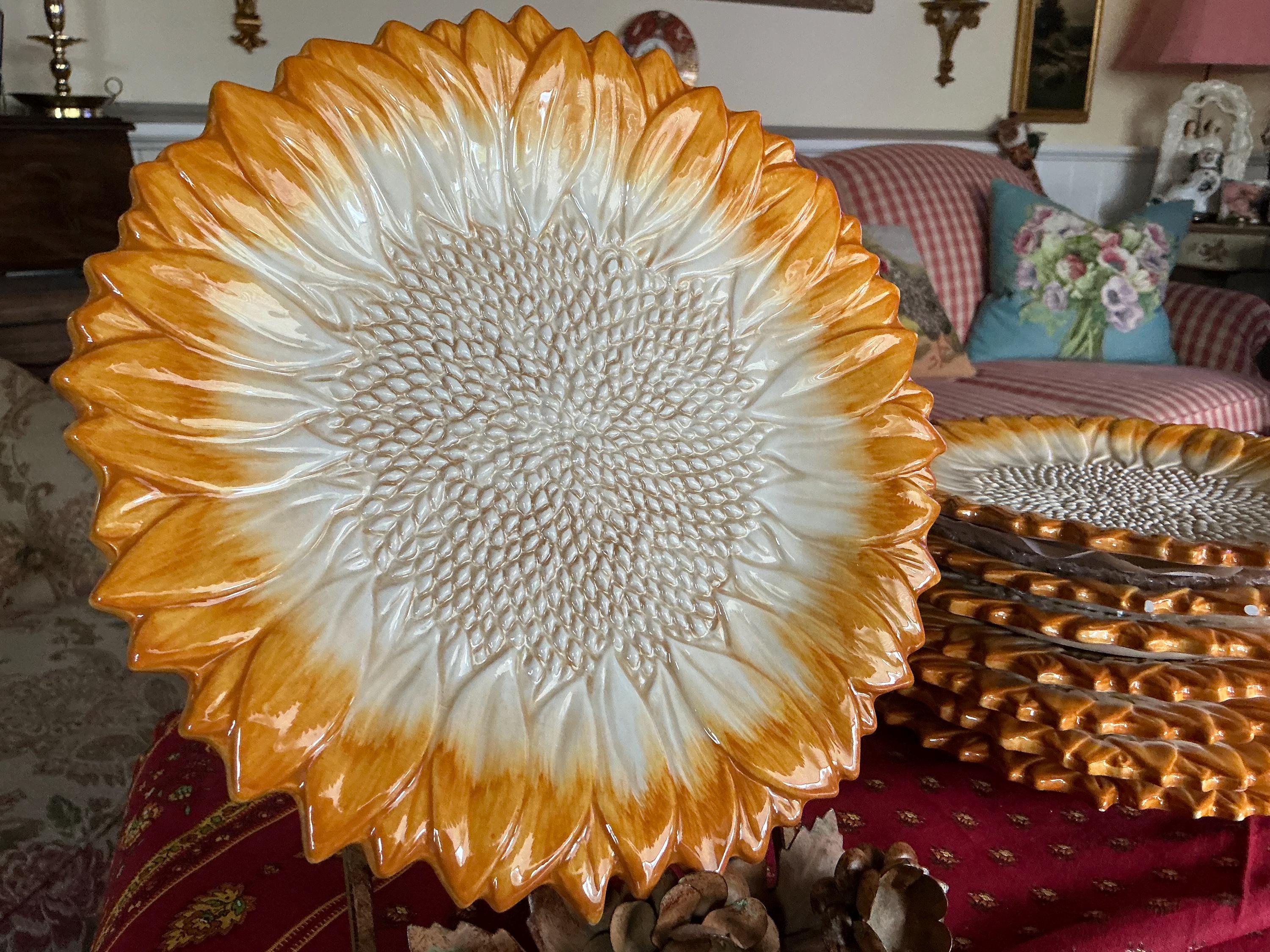 Italian Country Majolica Vietri Pottery Sunflower Leaf Plate - Etsy
