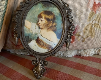 Italian Florentine Metal Frame Country Little Girl art