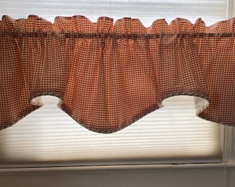 Country Shabby Chic Pink  Gingham Check Ruffle Valance