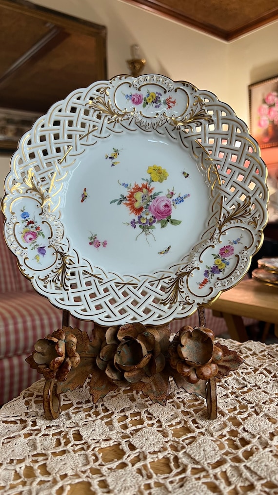 Country Floral Trellis Meissen Porcelain Plate - Etsy