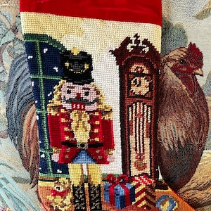 Classic Christmas Wooden Soldier Nutcracker Needlepoint Stocking Monogram Mark