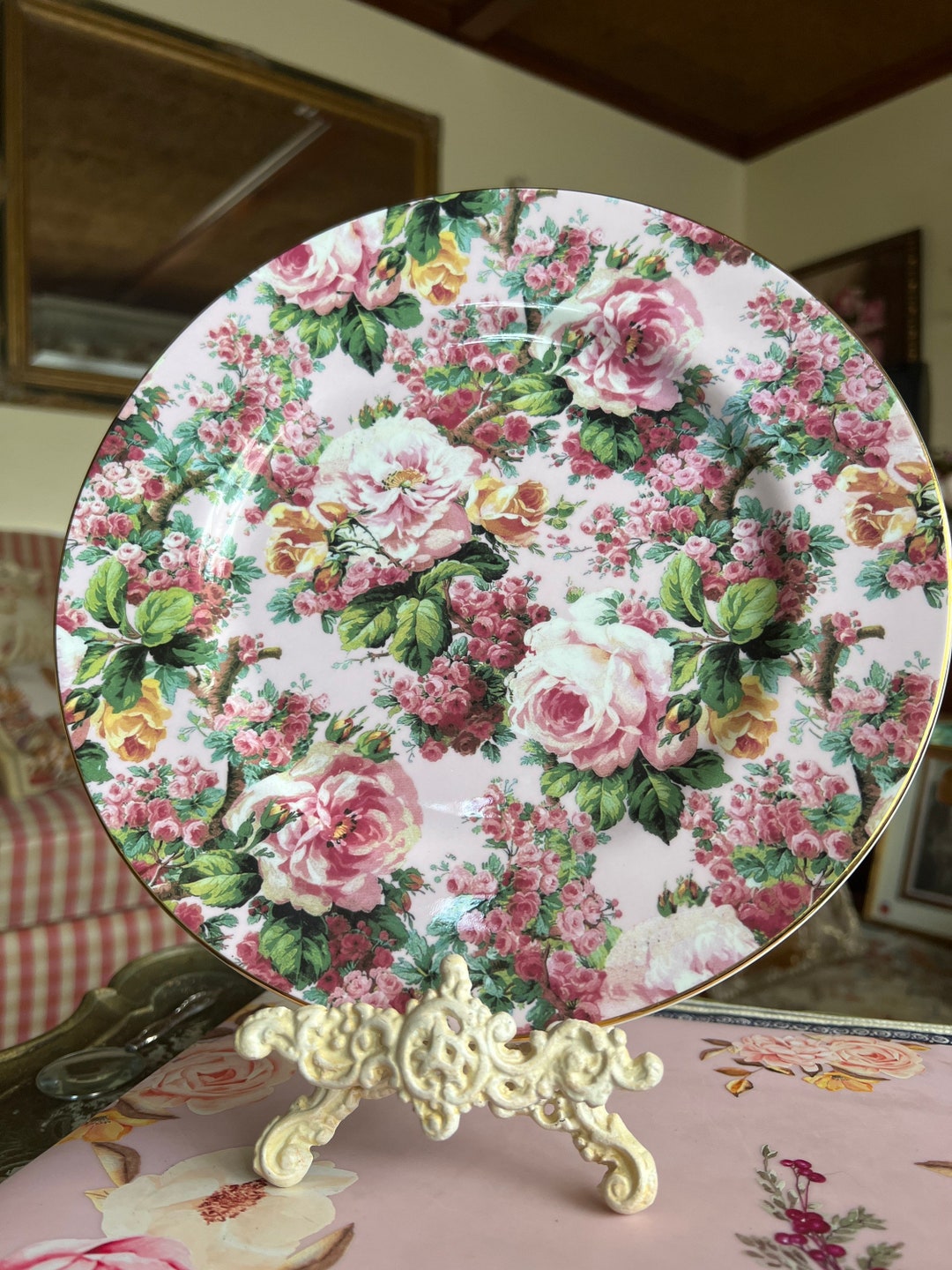 Staffordshire チャイニーズローズプレート 25cm2枚セット il_1080xN.4090125545_r4km.jpg