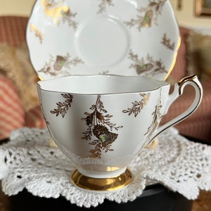 English Country Queen Anne by Shore and Coggins Thistles Teacup and Saucer