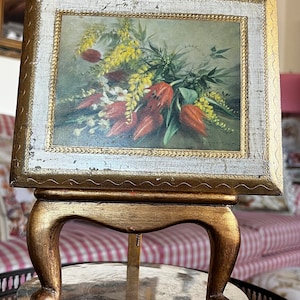 European Italian Florentine Floral Bouquet Frame Art