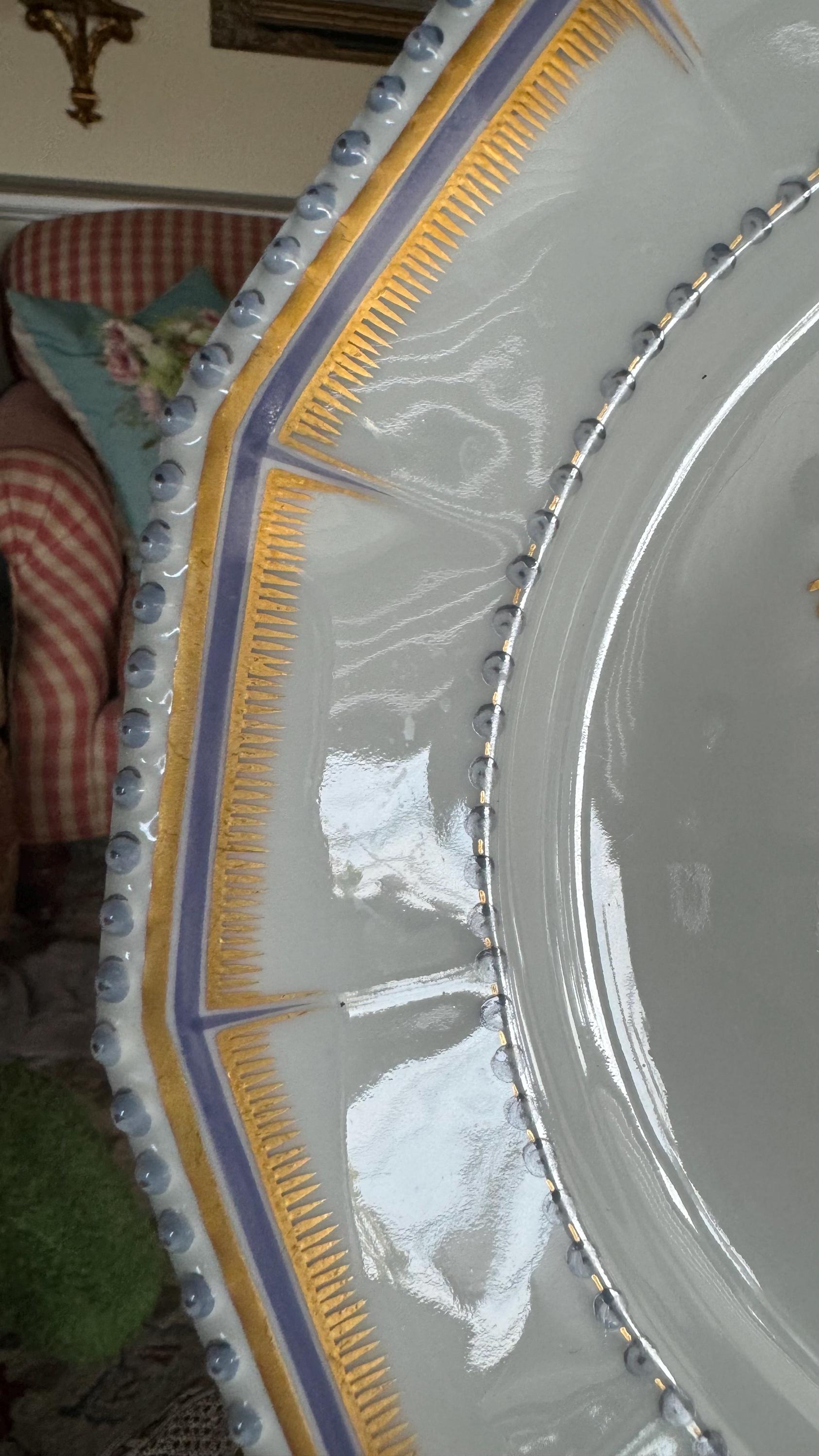 Classic Traditional King Pearl Toile Nymphenberg Porcelain Scenic