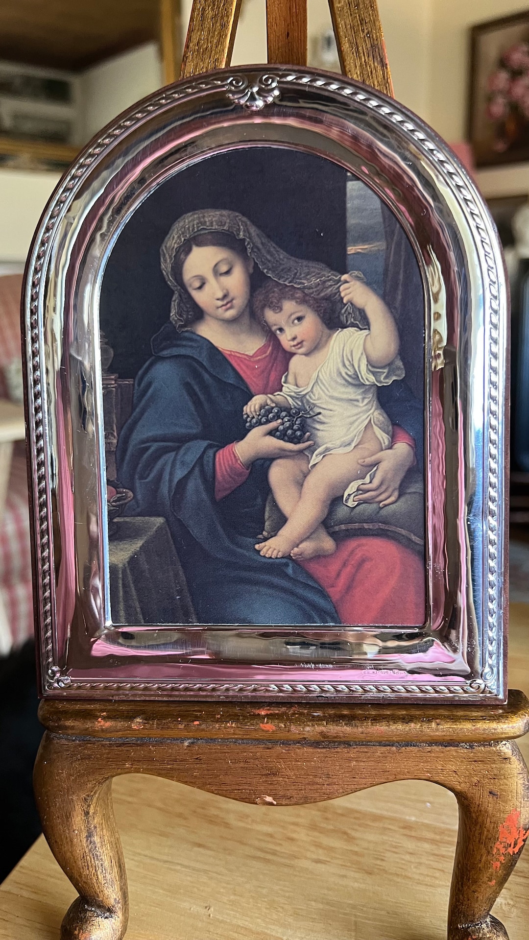 Italian Florentine Sterling Silver Madonna and Child Frame Wood Art - Etsy