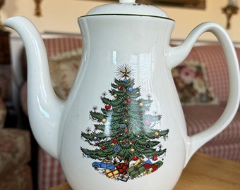 English Country Cuthbertson Christmas Tree Holiday Coffee Pot