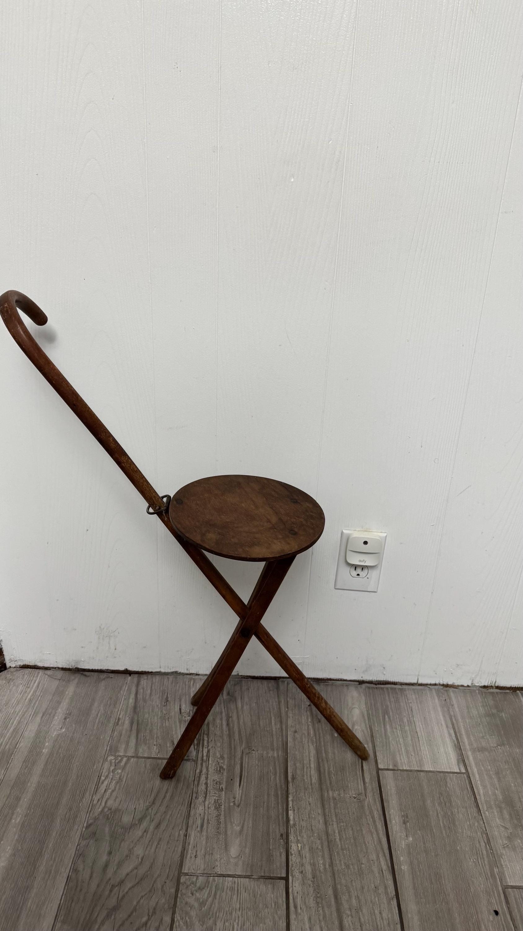 フランス産Vintage cane diabolo stoolケーン ディアボロ American Vintage Stafford-johnson Co Kan-o-seat Folding Stool Cane
