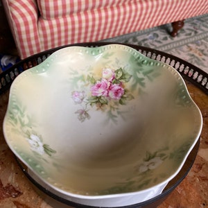 Handpainted Chic Pink Roses Scallop Dish