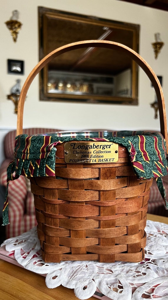 Longaberger Classic Fabric Liner and Plastic Cover Basket With