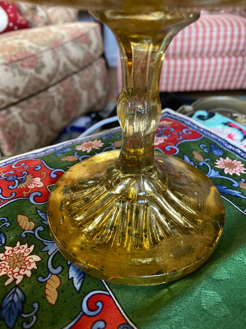 Gold Mercury Glass Pedestal Round Flower Vase - Etsy