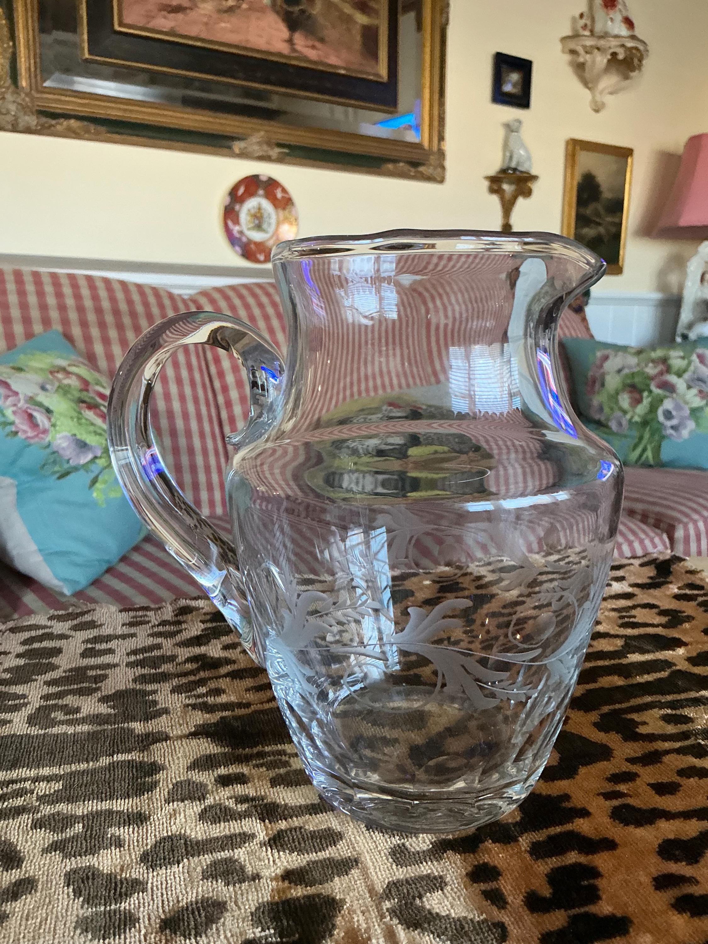 Tiffany and Co Etch Crystal Glass Vase Pitcher - Etsy