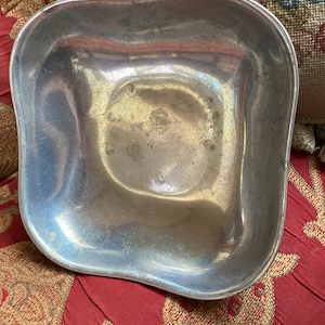 French Country Provence Rustic Square Pewter Bowl