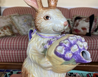 Whimsical Spring Bunny Rabbit Teapot by Longaberger