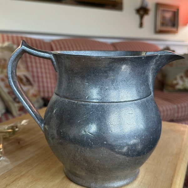 French Country Rustic Wilton Pewter Provence Farmhouse Pitcher