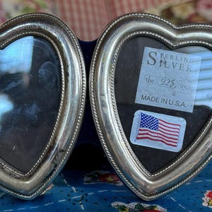 Klassischer traditioneller Made in USA Doppelherz-Sterlingsilber-Bilderrahmen
