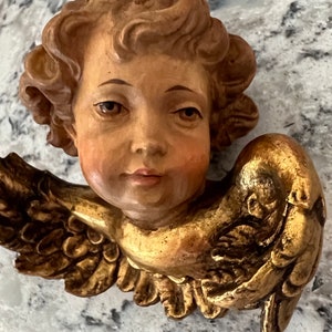 European Italian Florentine Gold Wood Cherub Angel Bust Wall Hanging - Etsy