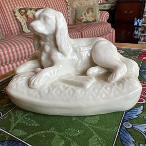 Irish Ireland Belleek Porcelain King Charles Parian Dog Figurine