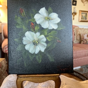 Country Cottage Still Life Magnolia Bouquet Oil Painting Framed Art