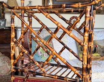 Antique English Victorian Tortoise Bamboo Magazine Rack