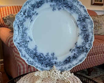 late 1800/'s Antique John Maddock Sons Flow Blue Virginia Dinner 9 34 Plate
