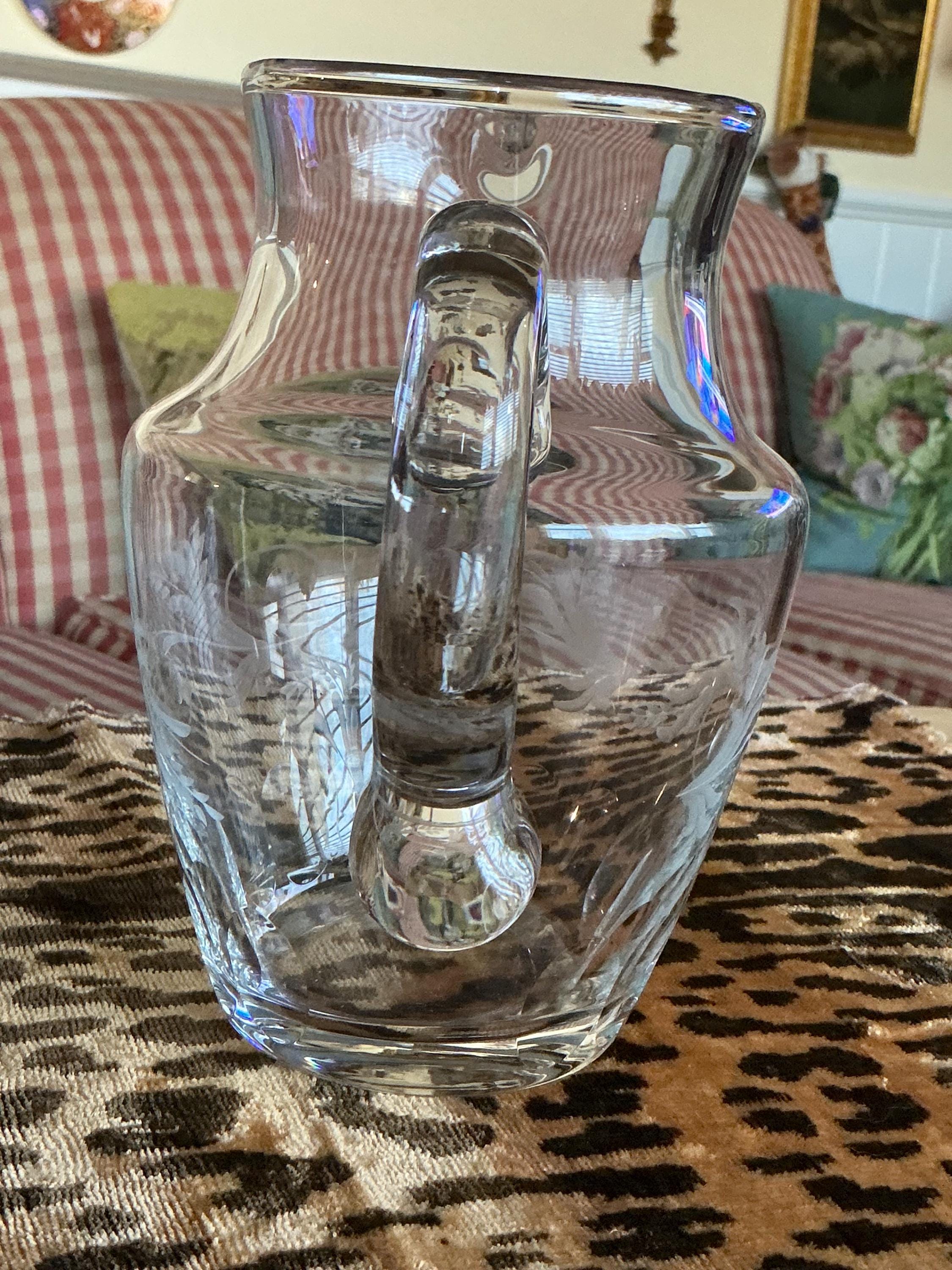 Tiffany and Co Etch Crystal Glass Vase Pitcher - Etsy