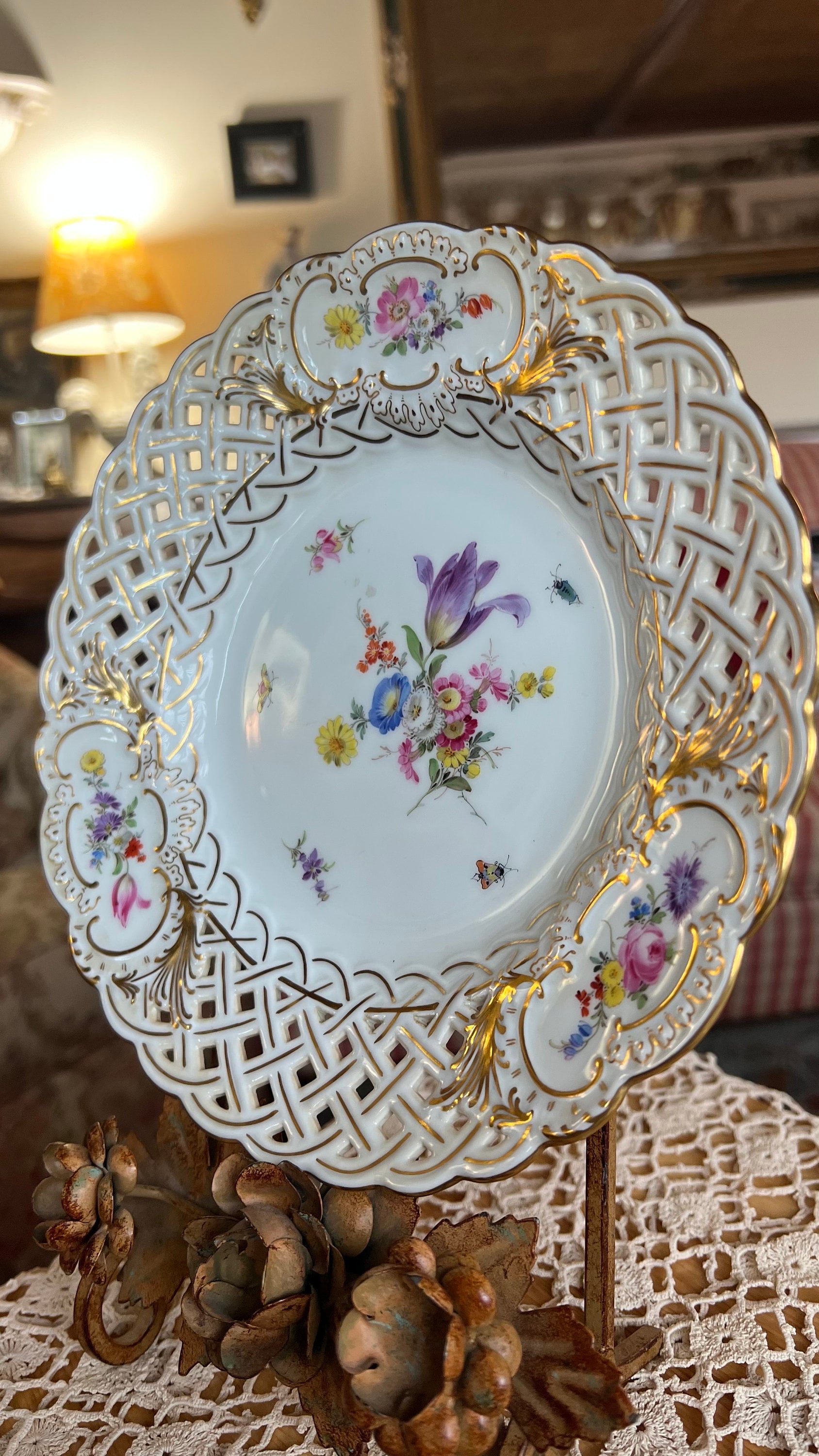 Country Floral Trellis Meissen Porcelain Plate - Etsy