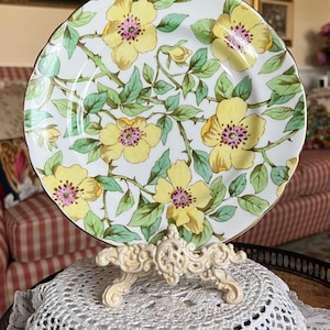 Whimsical Tuscan China Yellow Rose Floral Branch Plate